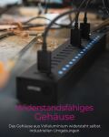 ICY BOX IB-HUB1717-U3, 16+1 port USB Hub, 16x USB, 1x USB Laden, USB 3.2 Gen 1, 96W Netzteil, Aluminium, schwarz