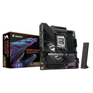 GIGABYTE B850M AORUS ELITE WIFI6E Mainboard – AMD Ryzen 9000 Serie Prozessoren, digitales 12+2+2 Phasen VRM, bis zu 8200 MHz DDR5 (O.C.), 1x PCIe 5.0 + 1x PCIe 4.0 M.2, Wi-Fi 6E, 2.5 GbE LAN, USB 3.2 Gen 2