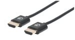 Manhattan Ultradünnes High Speed HDMI-Kabel mit Ethernet-Kanal, HEC, ARC, 3D, 4K, HDMI-Stecker auf HDMI-Stecker, geschirmt, schwarz, 1 m