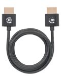 Manhattan Ultradünnes High Speed HDMI-Kabel mit Ethernet-Kanal, HEC, ARC, 3D, 4K, HDMI-Stecker auf HDMI-Stecker, geschirmt, schwarz, 1 m