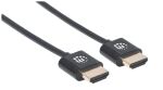 Manhattan Ultradünnes High Speed HDMI-Kabel mit Ethernet-Kanal, HEC, ARC, 3D, 4K, HDMI-Stecker auf HDMI-Stecker, geschirmt, schwarz, 1 m