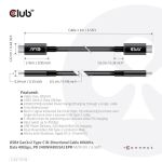 CLUB3D USB4 Gen3x2 Type-C Bi-Direktional Kabel 8K60Hz 40Gbps PD 240W(48V/5A) EPR St/St 2m