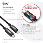 CLUB3D USB4 Gen3x2 Type-C Bi-Direktional Kabel 8K60Hz 40Gbps PD 240W(48V/5A) EPR St/St 2m