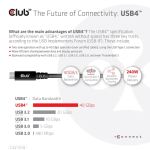 CLUB3D USB4 Gen3x2 Type-C Bi-Direktional Kabel 8K60Hz 40Gbps PD 240W(48V/5A) EPR St/St 2m