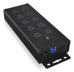 ICY BOX IB-HUB1703-QC3, 7 Port USB 3.2 Gen 1 mit 1x QC 3.0 Ladeanschluss + 2x BC 1.2 Ladeanschlüsse, Aluminium-Gehäuse, mit 12 V/5 A Netzteil