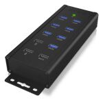 ICY BOX IB-HUB1703-QC3, 7 Port USB 3.2 Gen 1 mit 1x QC 3.0 Ladeanschluss + 2x BC 1.2 Ladeanschlüsse, Aluminium-Gehäuse, mit 12 V/5 A Netzteil