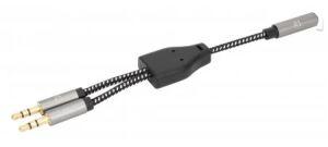 Manhattan 356121 Audio-Kabel 0,15 m 3.5mm 2 x 3.5mm Schwarz, Silber
