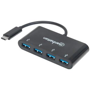 Manhattan USB-C 3.1 Gen 1 Typ C-Hub, 4 USB Typ A-Ports, Stromversorgung über USB