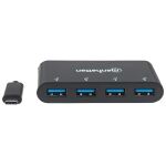 Manhattan USB-C 3.1 Gen 1 Typ C-Hub, 4 USB Typ A-Ports, Stromversorgung über USB