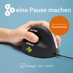 R-Go Tools Ergonomische Maus R-Go HE Break mit Pausensoftware, groß (Handlänge ≥ 185mm), für Linkshänder, verkabelt, schwarz