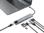 Equip USB-C 8-in-1 Multifunktionaler Adapter, HDMI 4K/30Hz, Gigabit-LAN, USB-A x 2, USB-C x 1, SD/TF, 100W USB PD