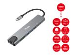 Equip USB-C 8-in-1 Multifunktionaler Adapter, HDMI 4K/30Hz, Gigabit-LAN, USB-A x 2, USB-C x 1, SD/TF, 100W USB PD