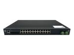 LevelOne 28-Port L2+ Managed PoE Industrial Switch, 4 x 1/2.5/10GbE SFP+, 24 PoE-Ausgänge, 370 W, 802.3af/at/bt PoE, 19" Rack-Mount, -40°C bis +80°C