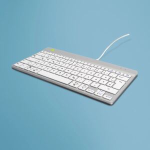R-Go Tools Ergonomische Tastatur R-Go Compact Break, kompakte Tastatur mit Pausensoftware, QWERTZ (DE), Kabelgebunden, Weiß