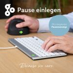 R-Go Tools Ergonomische Tastatur R-Go Compact Break, kompakte Tastatur mit Pausensoftware, QWERTZ (DE), Kabelgebunden, Weiß
