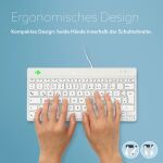 R-Go Tools Ergonomische Tastatur R-Go Compact Break, kompakte Tastatur mit Pausensoftware, QWERTZ (DE), Kabelgebunden, Weiß