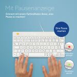 R-Go Tools Ergonomische Tastatur R-Go Compact Break, kompakte Tastatur mit Pausensoftware, QWERTZ (DE), Kabelgebunden, Weiß