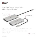 CLUB3D 4-Port USB-A Hub for USB-C – 10Gbps Fast Transfer