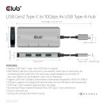 CLUB3D 4-Port USB-A Hub for USB-C – 10Gbps Fast Transfer