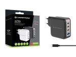 Conceptronic 4-Port 100W GaN USB-PD-Ladegerät mit USB-C-Ladekabel, USB-C x 3, USB-A x 1, QC 3.0, PPS