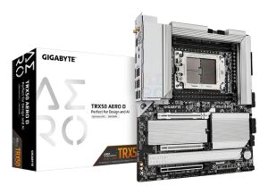 GIGABYTE TRX50 AERO D Mainboard - Unterstützt AMD Ryzen Threadripper 9000 Series CPUs, 16+8+4 Phases Digital VRM, up to 7800MHz DDR5 (OC), 3xPCIe 5.0 + 1xPCIe 4.0 M.2, Wi-Fi 7, 10GbE LAN, USB4