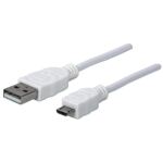 Manhattan Hi-Speed USB Micro-B Anschlusskabel, USB 2.0, Typ A Stecker - Micro-B Stecker, 480 Mbps, 1 m, weiß