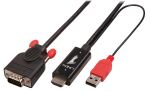 Lindy 41455 Videokabel-Adapter 1 m HDMI + USB VGA (D-Sub)...