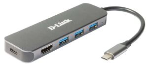 D-Link DUB-2333 laptop-dockingstation & portreplikator Kabelgebunden USB Typ-C Grau