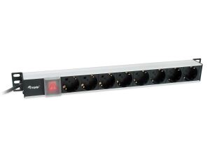 Equip 8-Steckdosen Deutsche Stromverteilungseinheit, Aluminiumgehäuse, 3 m