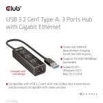 CLUB3D CSV-1430a Kabelgebunden USB 3.2 Gen 1 (3.1 Gen 1) Type-A Schwarz