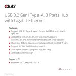 CLUB3D CSV-1430a Kabelgebunden USB 3.2 Gen 1 (3.1 Gen 1) Type-A Schwarz