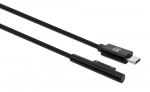Manhattan Surface Connect auf USB-C Ladekabel, Surface Connect-Stecker auf USB-C-Stecker, 15 V/3 A, 1,8 m, schwarz