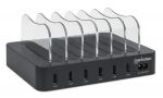 Manhattan 6-Port USB-Ladestation, Sechs USB-A-Ports, bis zu 2,4 A/5 V pro Port, 50 W Ausgangsleistung gesamt, schwarz