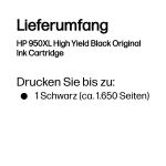 HP 950XL Schwarz Original Druckerpatrone mit hoher Reichweite