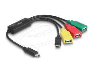 DeLOCK 4 Port USB 2.0 Kabel-Hub mit USB Type-C zu 3 x USB-A Buchse + 1 x USB-C Stecker