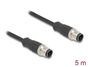 DELOCK M12 Kabel D-kodiert 4 Pin Stecker zu Stecker PVC 5 m