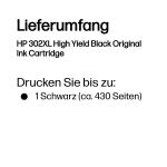 HP Original 302XL Schwarz Druckerpatrone mit hoher Reichweite