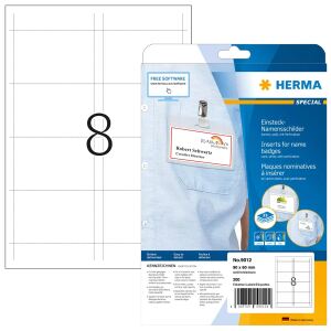 HERMA Namens-Einsteckschilder A4 90x60 mm weiß Karton nicht klebend 200 St.