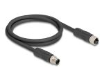 DELOCK M12 Kabel L-kodiert 4 Pin St zu Bu PUR 1m schwarz