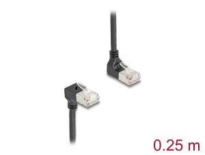 DELOCK RJ45 Netzwerkkabel Cat.6A S/FTP Slim 90° 0,25m schwar
