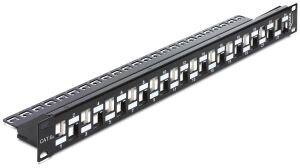 DELOCK Patchpanel 1HE 24 Keystone Ports abgestuft mit Sch
