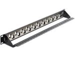 DELOCK Patchpanel 1HE 24 Keystone Ports abgestuft mit Sch