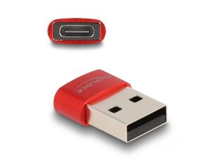 DeLOCK USB 2.0 Adapter USB Typ-A Stecker zu USB Type-C Buchse rot