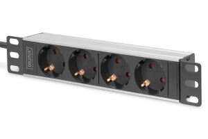Digitus 10" Steckdosenleiste mit Aluminiumprofil, 4-fach Schutzkontaktsteckdose
