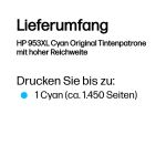 HP 953XL Cyan Original Tintenpatrone mit hoher Reichweite