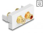 DeLOCK Easy 45 Modul 2 x Cinch Buchse, Farbring rot /...