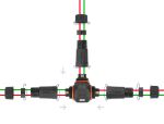 DeLOCK Kabelverbinder T-Form für Außenbereich 2 Pin, IP68 wasserdicht, schraubbar, Kabeldurchmesser 4,5 - 7,5 mm schwarz
