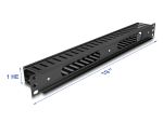 DeLOCK 19″ 1 HE Kabelmanagement Rangierpanel mit 2 Öffnungen Metall / Kunststoff schwarz