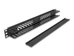 DeLOCK 19″ 1 HE Kabelmanagement Rangierpanel mit 2 Öffnungen Metall / Kunststoff schwarz