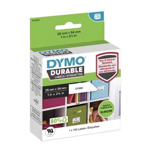 DYMO Original LabelWriter Hochleistungs-Etiketten | 25 mm x 54 mm | weißes Kunststoff-Etikett | Rolle mit 160 Etiketten | für LabelWriter-Beschriftungsgerät